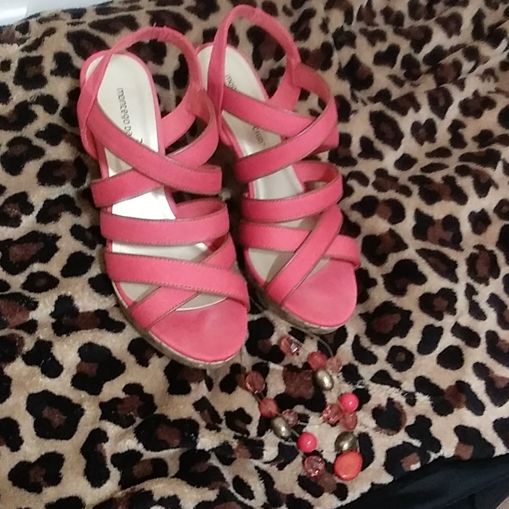 Shoes with matching necklace.